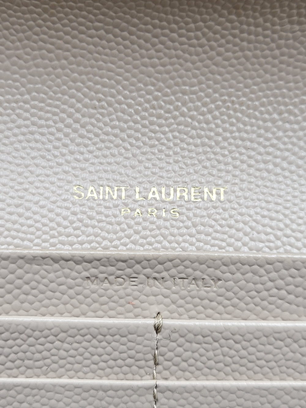 YVES SAINT LAURENT Grain De Poudre Matelasse Chevron Flap Wallet Dark Beige Auth - Picture 7 of 16